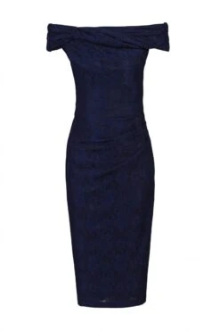 Bardot Neck Lace Bodycon Dress, Navy -DORIA Clothing Shop 5053319228233 3 20148 24d6da69 8bb6 4f25 923f 1c25f4355d4c