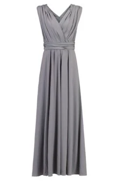 Plunge Neck Draped Jersey Maxi Dress, Dark Grey -DORIA Clothing Shop 5053319235354 3 58749 bc0b1568 ea0a 4172 8073 2aeb50caf6d3