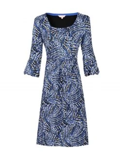 Print Balloon Sleeve Jersey Dress, Blue Multi -DORIA Clothing Shop 5053319252511 3 27494 b0196db9 3363 4581 9dcf 1b3fc2013424