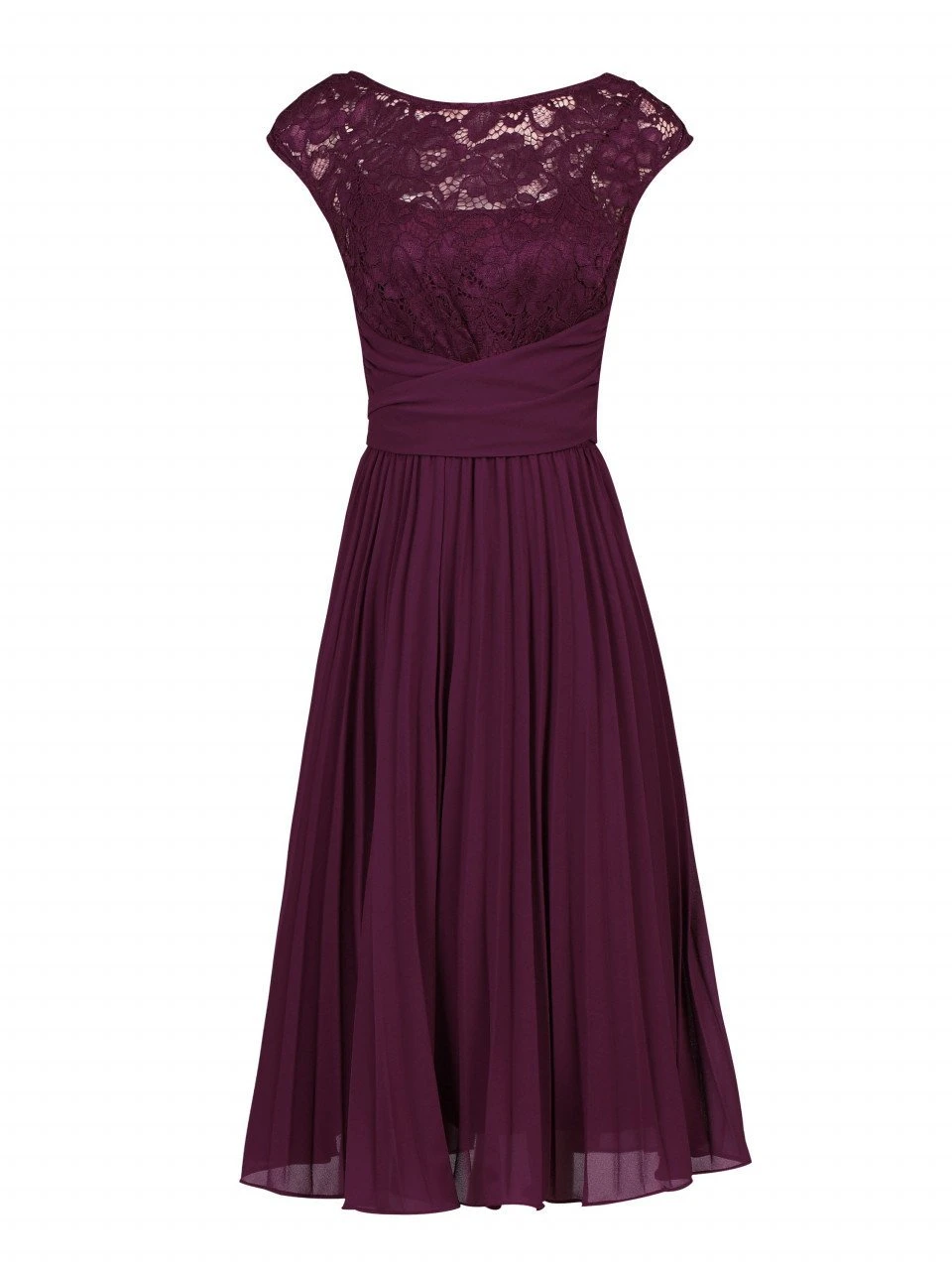 Cindy Lace Bodice Pleated Dress, Burgundy 7 Cindy Lace Bodice Pleated Dress, Burgundy - Image 7