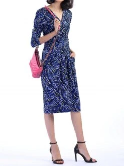 Jolie Moi Blue Wrap Front Midi Dress, Blue Pattern 6 Jolie Moi Blue Wrap Front Midi Dress, Blue Pattern -DORIA Clothing Shop 5053319263456 2 63719