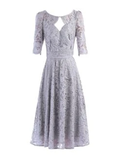 Fit & Flare Sleeved Lace Midi Dress, Silver Grey 13 Fit & Flare Sleeved Lace Midi Dress, Silver Grey -DORIA Clothing Shop 5053319265276 3 91f3ec40 14aa 4194 bd2f ed9edaf1bbf7