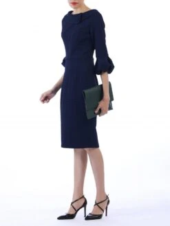 Retro Bell Sleeve Collar Dress, Navy -DORIA Clothing Shop 5053319266136 2 28304 301e6e16 2526 4327 a0f2 04565b30a1ef