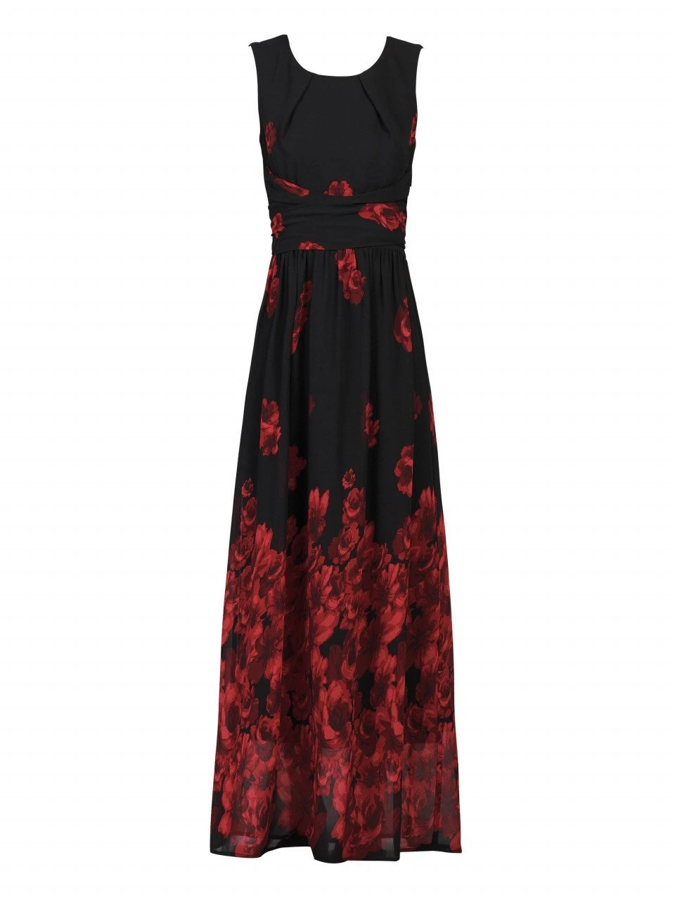 Printed Chiffon Maxi Dress, Black Floral 5 Printed Chiffon Maxi Dress, Black Floral - Image 5