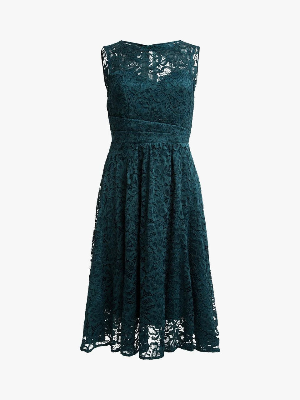 Fit & Flare Lace Prom Bridesmaid Dress, Dark Teal 4 Fit & Flare Lace Prom Bridesmaid Dress, Dark Teal - Image 4