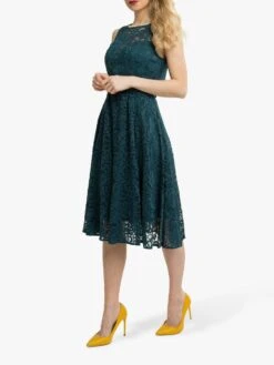 Fit & Flare Lace Prom Bridesmaid Dress, Dark Teal 7 Fit & Flare Lace Prom Bridesmaid Dress, Dark Teal -DORIA Clothing Shop 5053319278009 3 38396