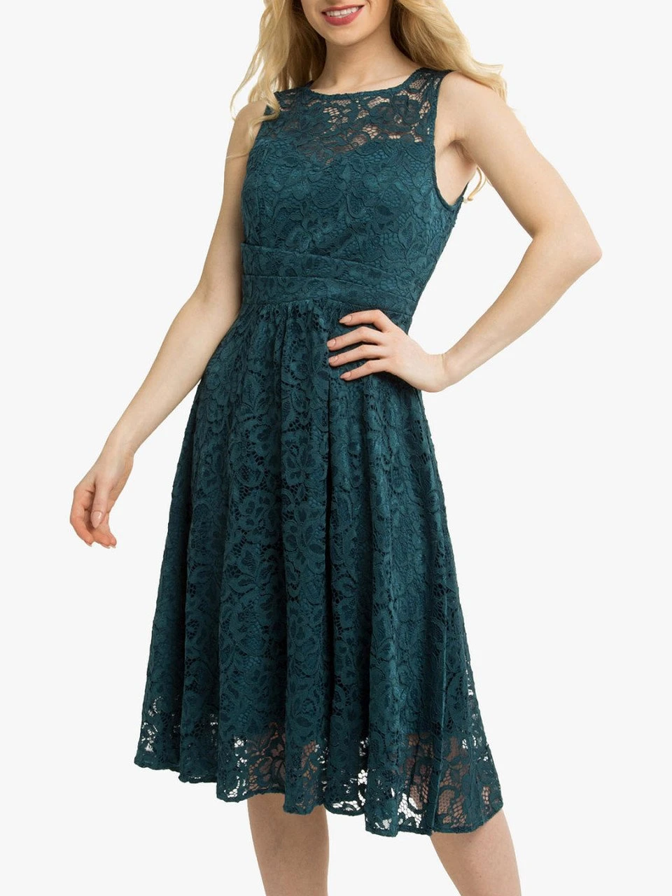Fit & Flare Lace Prom Bridesmaid Dress, Dark Teal 1 Fit & Flare Lace Prom Bridesmaid Dress, Dark Teal