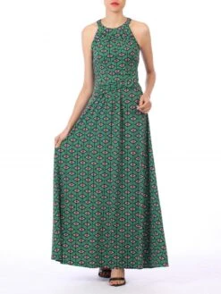 Jolie Moi Geometric Print Halter Neck Maxi Dress, Green Geo 7 Jolie Moi Geometric Print Halter Neck Maxi Dress, Green Geo -DORIA Clothing Shop 5053319279761 2 61077