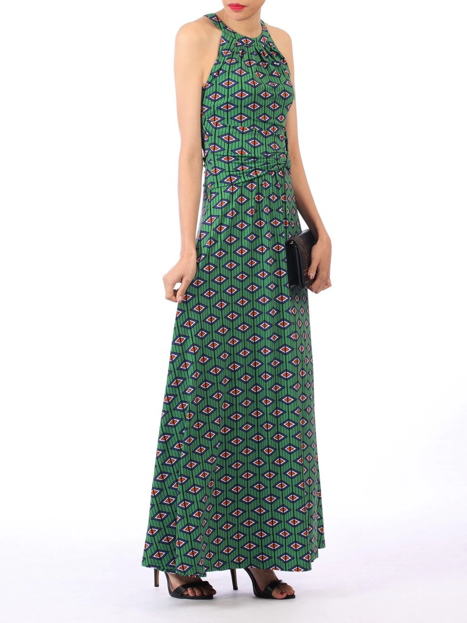 Jolie Moi Geometric Print Halter Neck Maxi Dress, Green Geo 1 Jolie Moi Geometric Print Halter Neck Maxi Dress, Green Geo