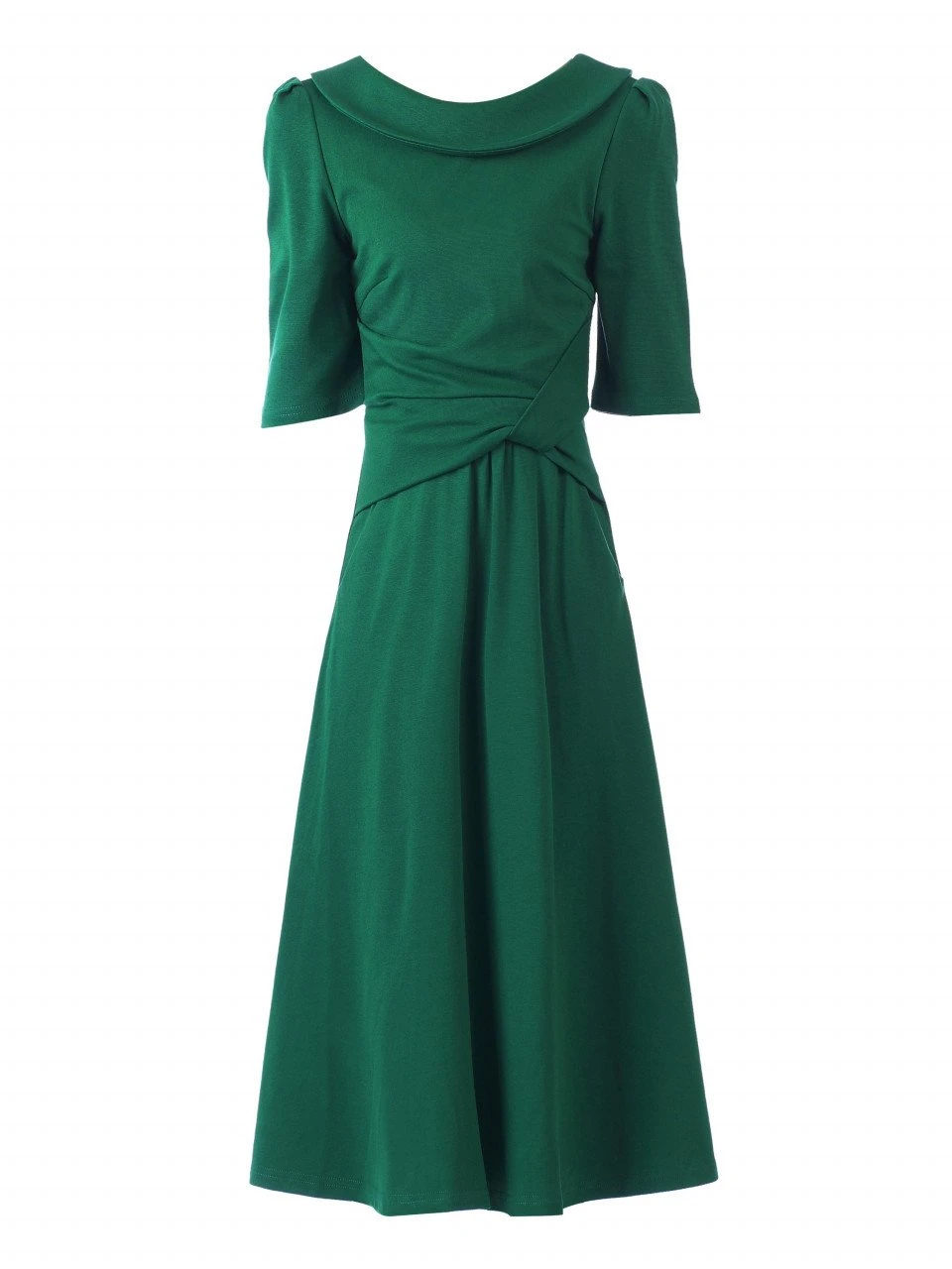 Roll Collar 50s Dress, Green 5 Roll Collar 50s Dress, Green - Image 5