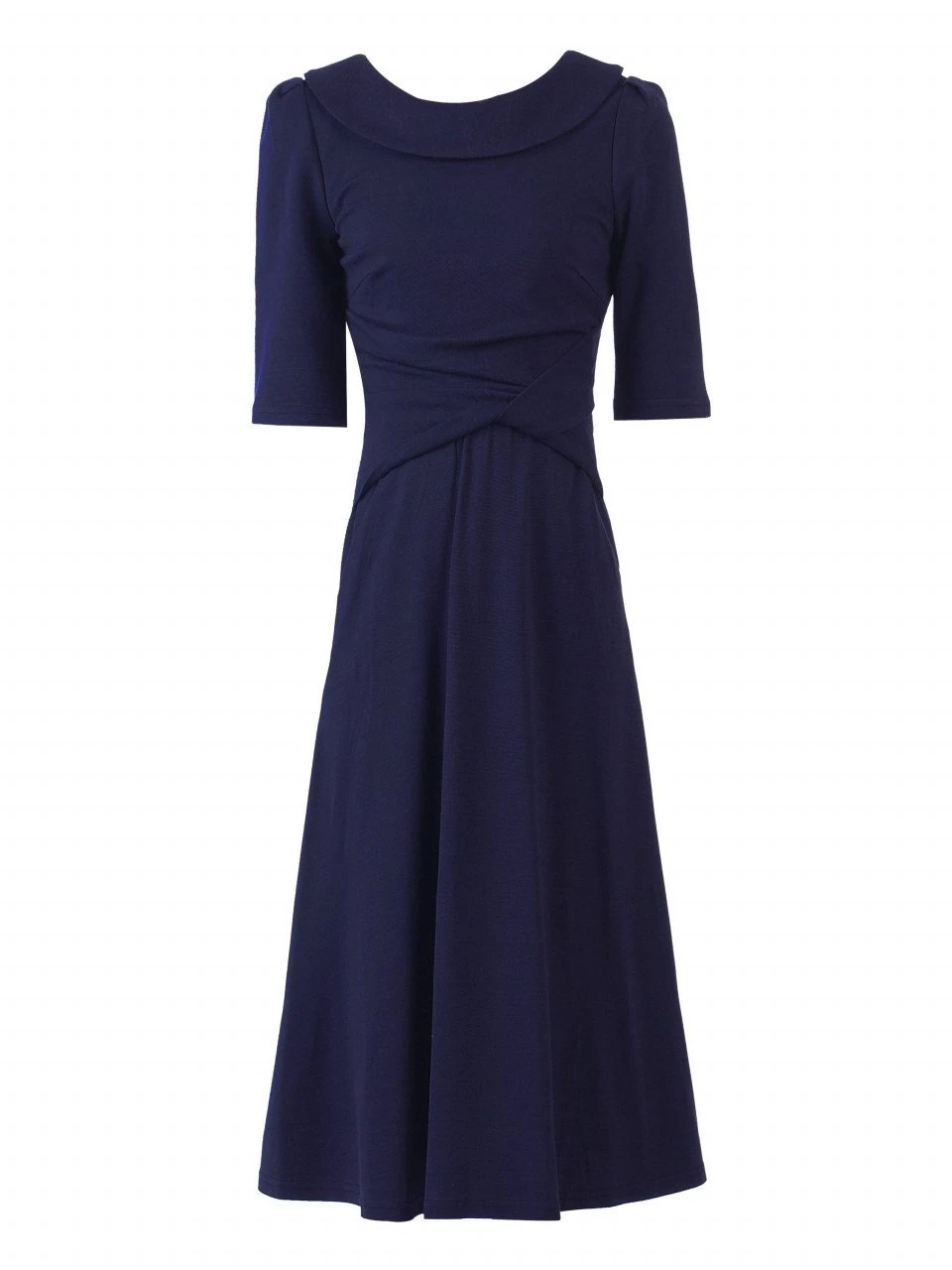 Jolie Moi Roll Collar 50s Dress, Navy 6 Jolie Moi Roll Collar 50s Dress, Navy - Image 6