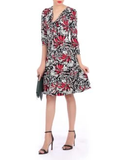 Jolie Moi Print Long Sleeve Tie Front Dress, Black Multi 8 Jolie Moi Print Long Sleeve Tie Front Dress, Black Multi -DORIA Clothing Shop 5053319291466 2