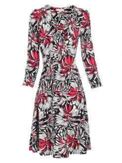 Jolie Moi Print Long Sleeve Tie Front Dress, Black Multi 11 Jolie Moi Print Long Sleeve Tie Front Dress, Black Multi -DORIA Clothing Shop 5053319291466 3