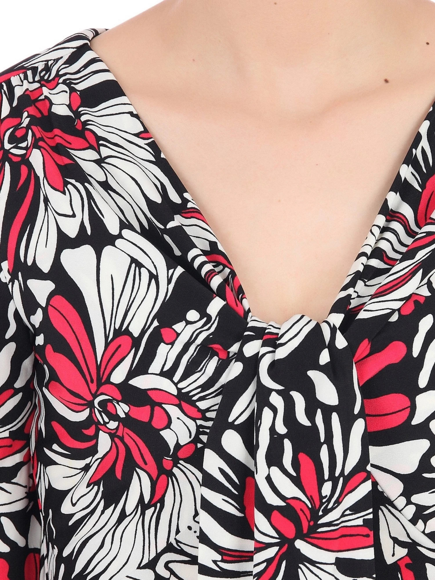 Jolie Moi Print Long Sleeve Tie Front Dress, Black Multi 5 Jolie Moi Print Long Sleeve Tie Front Dress, Black Multi - Image 5