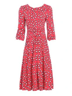 Roll Collar Jersey Tea Dress, Red Polka 9 Roll Collar Jersey Tea Dress, Red Polka -DORIA Clothing Shop 5053319295549 3