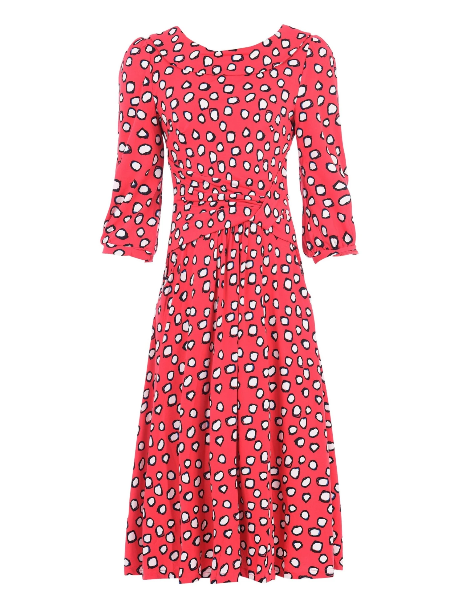 Roll Collar Jersey Tea Dress, Red Polka 5 Roll Collar Jersey Tea Dress, Red Polka - Image 5