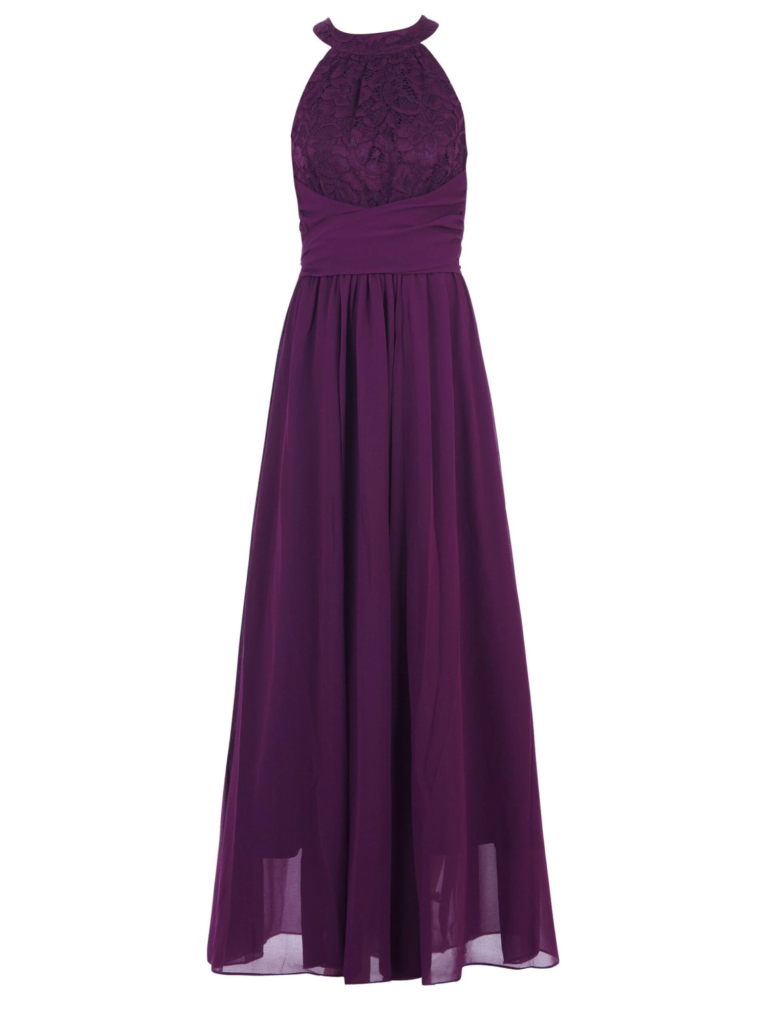 Halter Neck Lace Maxi Bridesmaid Dress, Dark Purple 6 Halter Neck Lace Maxi Bridesmaid Dress, Dark Purple - Image 6