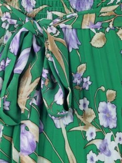 Strappy Floral Pleated Midi Dress, Green Floral -DORIA Clothing Shop 5053319312949 3