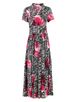 Stand Collar V Neck Print Maxi Dress, Leo Floral 9 Stand Collar V Neck Print Maxi Dress, Leo Floral -DORIA Clothing Shop 50533193281171 3b7869dd 0669 4d6f 8e74 9dfce17a0d31