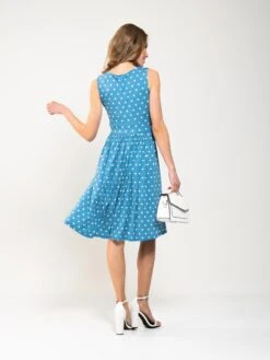 Spotty Printed Round Neck Jersey Dress, Blue Spot -DORIA Clothing Shop 5053319329015 studio1 2250X3000 f1003b91 f471 44a1 a4d3 b434b12ff2b4