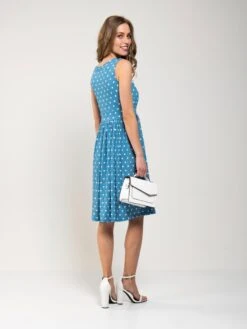 Spotty Printed Round Neck Jersey Dress, Blue Spot -DORIA Clothing Shop 5053319329015 studio2 2250X3000 d326c4b4 5ed8 492e b5ee b6028c271ea9