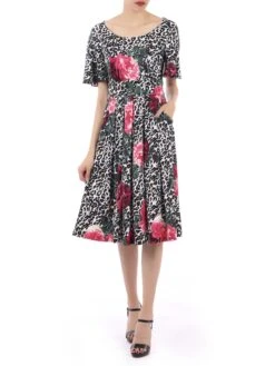 Flare Sleeve Jersey Dress, Pink Animal 14 Flare Sleeve Jersey Dress, Pink Animal -DORIA Clothing Shop 50533193291146 9fdd52ec dd87 4128 b467 0668db519b1b