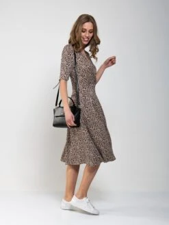 Wrap Front Viscose Dress, Neutral Animal -DORIA Clothing Shop 5053319329817 studio3 2250X3000 dbf51e7a 74c1 416c 8b57 a86d37d21929