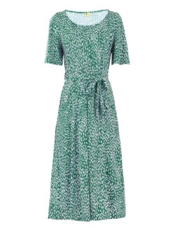 Belted Midi Jersey Dress, Green Animal -DORIA Clothing Shop 50533193304171