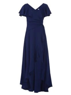 Ruffle Dip Hem Maxi Dress, Navy 11 Ruffle Dip Hem Maxi Dress, Navy -DORIA Clothing Shop 5053319336907 3
