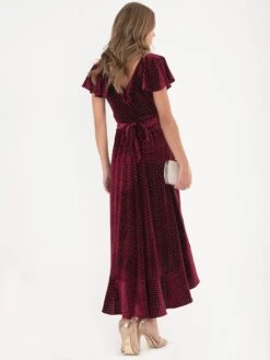Jolie Moi Metallic Spot Print Velvet Dress, Burgundy 12 Jolie Moi Metallic Spot Print Velvet Dress, Burgundy -DORIA Clothing Shop 5053319344629 1