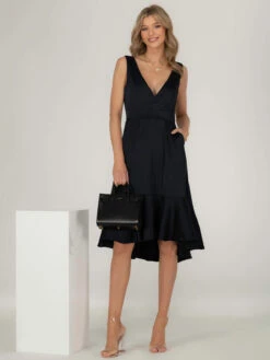 Jolie Moi Annabeth V Neck Flare Dress, Navy 16 Jolie Moi Annabeth V Neck Flare Dress, Navy -DORIA Clothing Shop 5053319389279