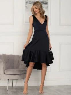 Jolie Moi Annabeth V Neck Flare Dress, Navy 12 Jolie Moi Annabeth V Neck Flare Dress, Navy -DORIA Clothing Shop 5053319389279 2