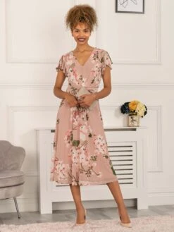 Scarlett Cap Sleeve Mesh Midi Dress, Dusty Pink 8 Scarlett Cap Sleeve Mesh Midi Dress, Dusty Pink -DORIA Clothing Shop 5053319401162 4