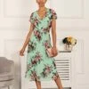 Scarlett Cap Sleeve Mesh Midi Dress, Green Floral