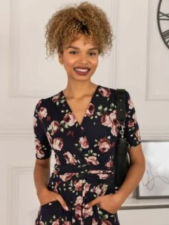 Elisha Print Jersey Maxi Dress, Navy Floral 7 Elisha Print Jersey Maxi Dress, Navy Floral -DORIA Clothing Shop 5053319402923 3