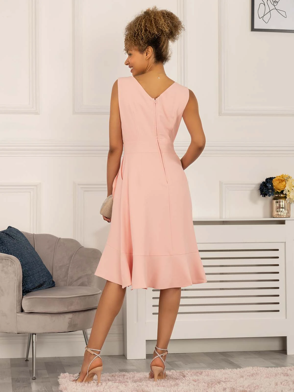 Gayelle Frill Hem Dress, Pink 2 Gayelle Frill Hem Dress, Pink - Image 2