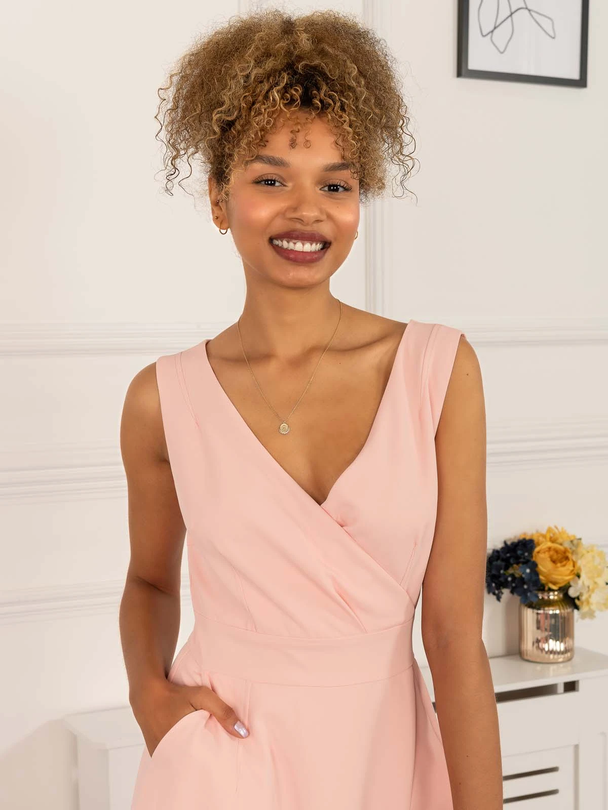 Gayelle Frill Hem Dress, Pink 3 Gayelle Frill Hem Dress, Pink - Image 3