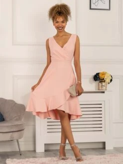 Gayelle Frill Hem Dress, Pink 9 Gayelle Frill Hem Dress, Pink -DORIA Clothing Shop 5053319403203 4