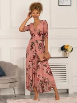Haizley Floral Print Mesh Maxi Dress, Pink 11 Haizley Floral Print Mesh Maxi Dress, Pink -DORIA Clothing Shop 5053319404880 5