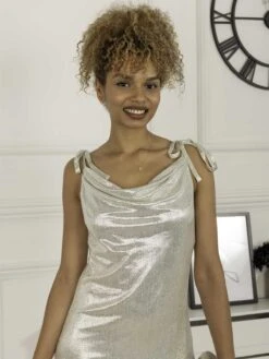 Jolie Moi Leela Cowl Neck Tie Strap Dress, Silver 9 Jolie Moi Leela Cowl Neck Tie Strap Dress, Silver -DORIA Clothing Shop 521 1029 Silver 5