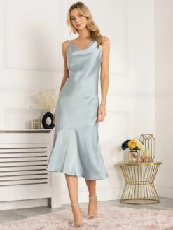 Jolie Moi Alaysha Cowl Neck Satin Dress, Dusky Blue 12 Jolie Moi Alaysha Cowl Neck Satin Dress, Dusky Blue -DORIA Clothing Shop 521 2B DuskyBlue 3