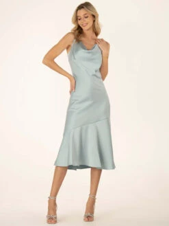 Jolie Moi Alaysha Cowl Neck Satin Dress, Dusky Blue 16 Jolie Moi Alaysha Cowl Neck Satin Dress, Dusky Blue -DORIA Clothing Shop 521 2B DuskyBlue 7