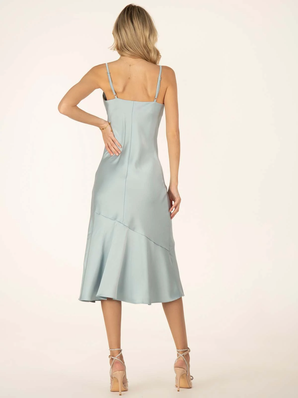 Jolie Moi Alaysha Cowl Neck Satin Dress, Dusky Blue 7 Jolie Moi Alaysha Cowl Neck Satin Dress, Dusky Blue - Image 7