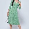 Willa Geometric Print Jersey Dress, Green Geo