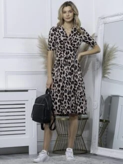 Samara Wrap Front Dress, Pink Animal -DORIA Clothing Shop 621 108 PinkAnimal 5