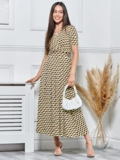 REGULAR JERSEY MAXI DRESS, Yellow Geo