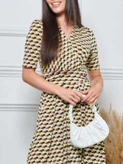 REGULAR JERSEY MAXI DRESS, Yellow Geo 7 REGULAR JERSEY MAXI DRESS, Yellow Geo -DORIA Clothing Shop 621 137 YellowGeo 3