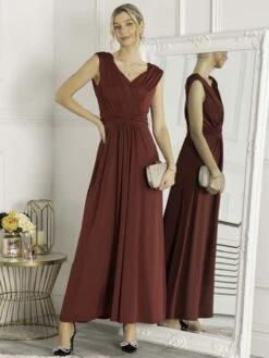 Plunge V Neck Draped Maxi Dress, Burgundy -DORIA Clothing Shop 817 1A Burgundy 1 8ad3d299 7f85 45ba a636 653cfa533684