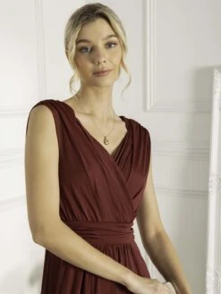 Plunge V Neck Draped Maxi Dress, Burgundy -DORIA Clothing Shop 817 1A Burgundy 5 02c1ba03 50e6 4ede bf8e 3f40726fbec2