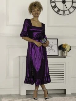 Jolie Moi Janice Square Neck Frill Midi Dress, Dark Purple 9 Jolie Moi Janice Square Neck Frill Midi Dress, Dark Purple -DORIA Clothing Shop 8223 122 DarkPurple 4